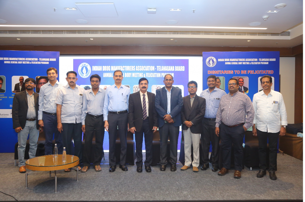 Mr Raja Bhanu DG of Pharmexcil , Shri V.B. Kmalhasan Reddy, DG, DCA, Telangana, Sri G. Ramdan Jt. Director, DCA, Telangana, Shri. Venkat Jasti, Former Chairman, Pharmexcil & MD- Suven Life Sciences, Mr.Bharat Reddy,, ED- MSN Labs, Mr.  T Ravichandran, ViceChairman- IDMA South, Mr. J Raja Mouli, Chairman, IDMA Telangana, Mr.K. Ravinder Reddy, Hon. Secretary, IDMA, Telangana, Mr. K.V. Ram Babu, Founder & MD- Pulse Pharma