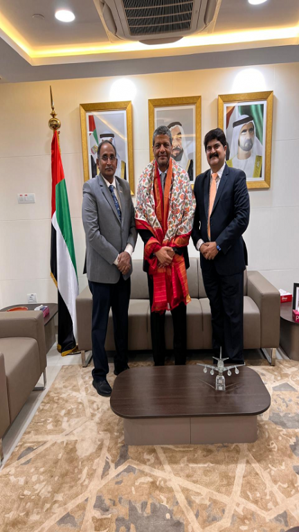 His Excellency Aref Ali Alnuaimi, Consul General of the UAE, in Hyderabad, Mr. Raja Bhanu, DG, Pharmexcil, Mr. AVPS Chakravarthi, Honorary Advisor, Pharmexcil