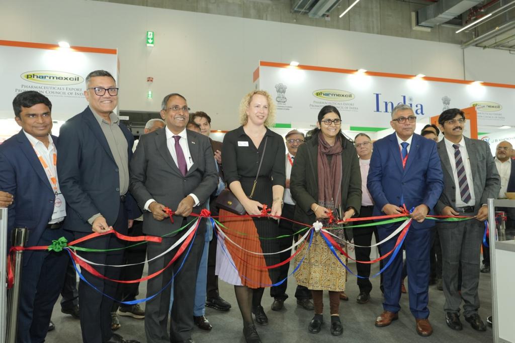 India Pavilion@ CPhI Worldwide inaugurated by H.E Ms Schuchita Kishore,IFS joined by Mr.Namit,Chairman,Pharmexcil , Ms. Anne Group Director ,Informa, Mr.Yogesh, Mr, Bhupender, Consular, Mr.Bhanu ,DG , Pharmexcil & Mr.Murali S,Director ,Pharmexcil followed by CGI interacted with member exhibitors
