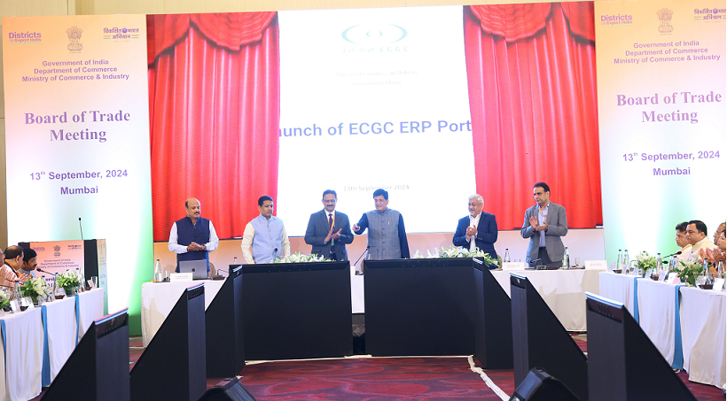 Honourable CIM Shri Piyush Goyal during the Launch of ECGC ERP Portal during Board of Trade Meeting